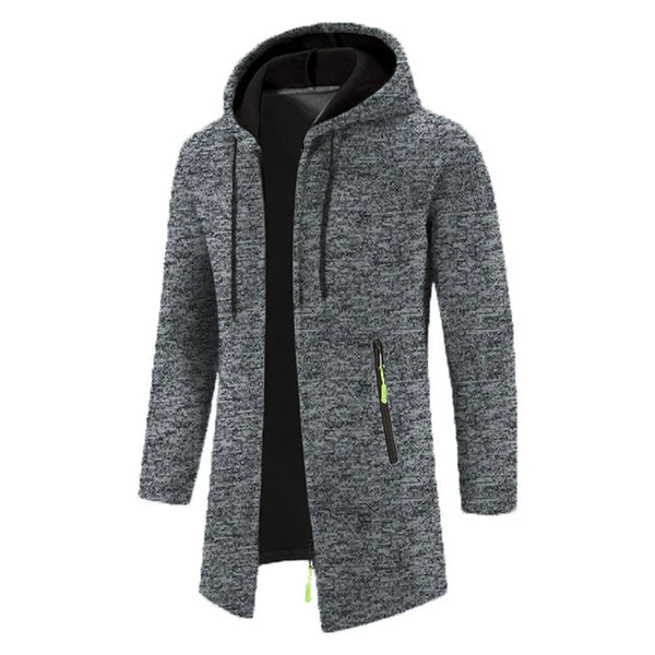 Men Winter Long Trench Coat 2023 Knit Sweater Jacket Fleece Wind Breaker Navy Turn-down Hoodies Zipper Cardigan Male Overcoat - Premium  from Kestiesss - Just €5.15! Shop now at Kestiesss