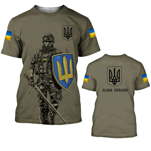 Ukraine Flag Shirt Men's T-shirt Tops Ukrainian Army Camouflage Short Sleeve Jersey Summer O-Neck Oversized Streetwear Male Tees - Premium  from Kestiesss - Just €4.94! Shop now at Kestiesss
