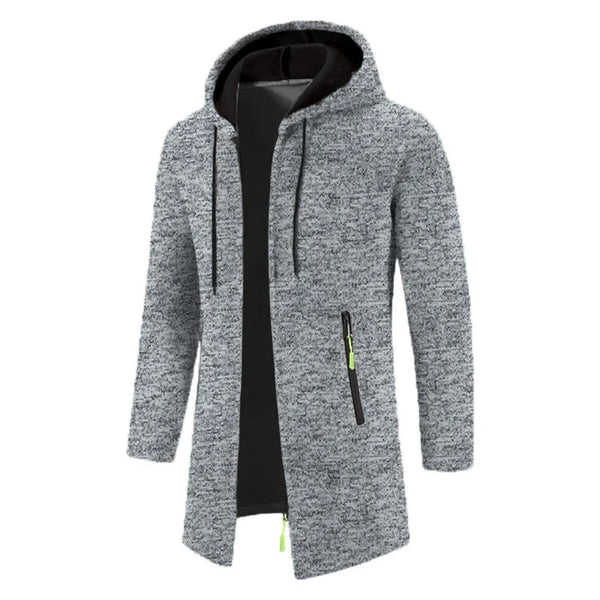 Men Winter Long Trench Coat 2023 Knit Sweater Jacket Fleece Wind Breaker Navy Turn-down Hoodies Zipper Cardigan Male Overcoat - Premium  from Kestiesss - Just €5.15! Shop now at Kestiesss